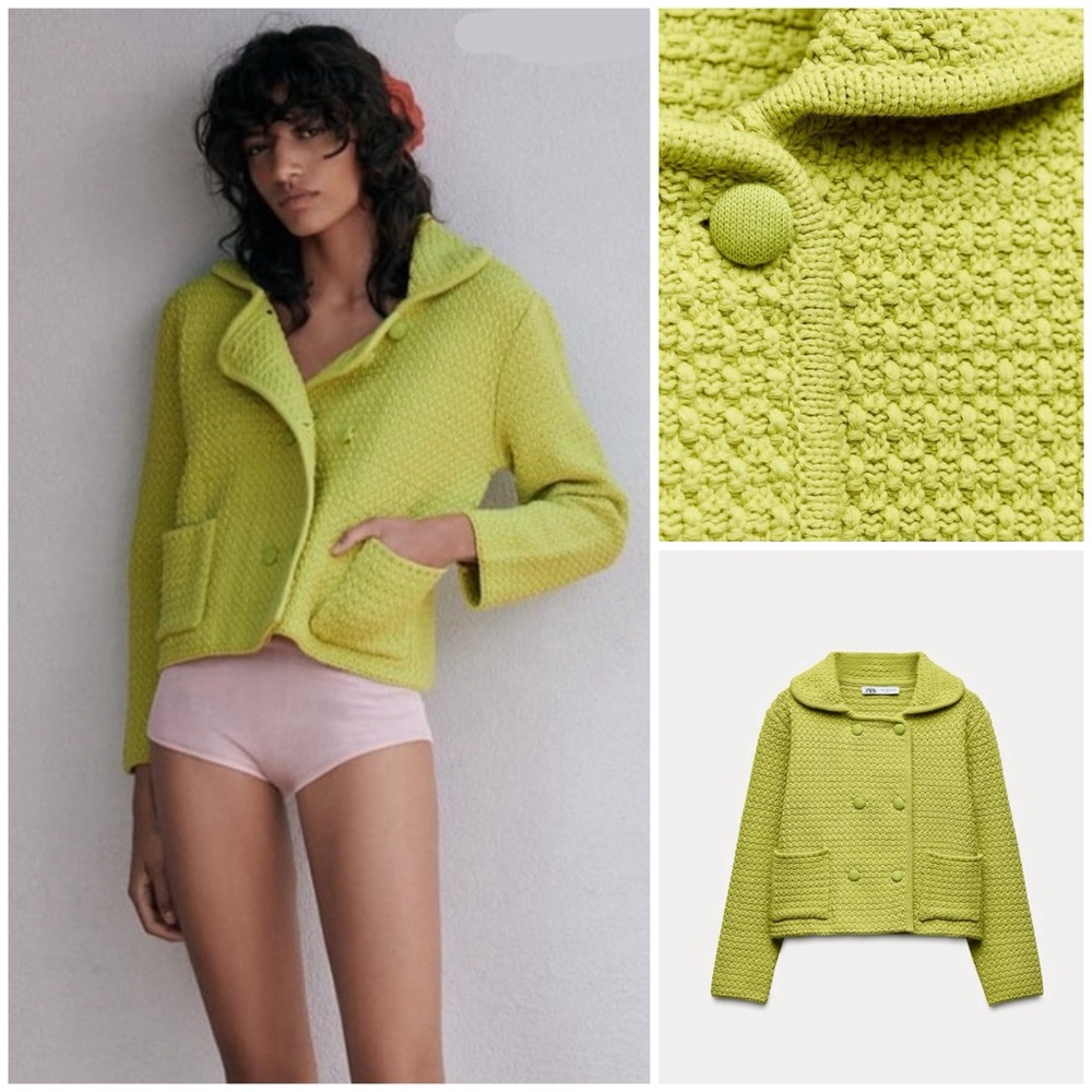 ZARA ~ CHUNKY KNIT CARDIGAN WITH ROUND COLLAR